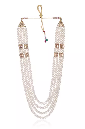   pearl beads dulha groom sherwani mala for   for wedding | layered mala | perfect for groom