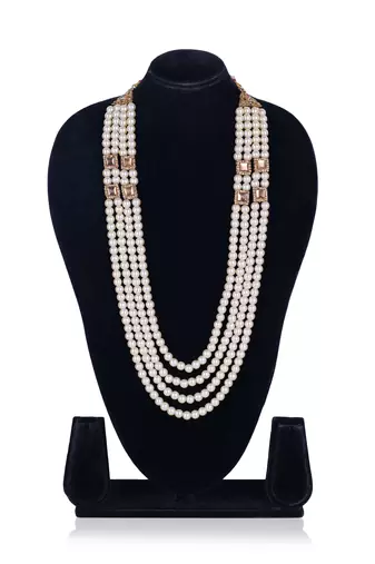   pearl beads dulha groom sherwani mala for   for wedding | layered mala | perfect for groom