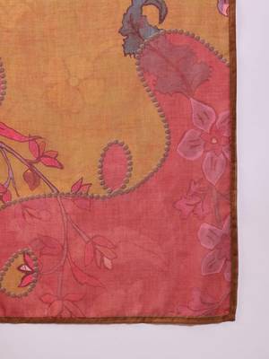 women mustard rayon blend floral printed straight kurta trouser with dupatta 5