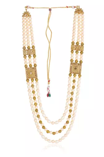   pearl beads dulha groom sherwani mala for   for wedding | layered mala | perfect for groom