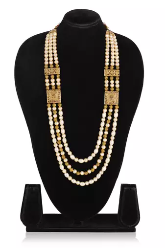   pearl beads dulha groom sherwani mala for   for wedding | layered mala | perfect for groom