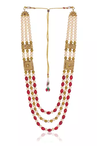   pearl beads dulha groom sherwani mala for   for wedding | layered mala | perfect for groom