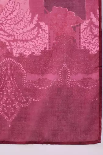 women pink rayon blend ethnic motifs printed straight kurta trouser with dupatta