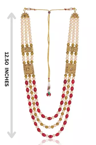   pearl beads dulha groom sherwani mala for   for wedding | layered mala | perfect for groom