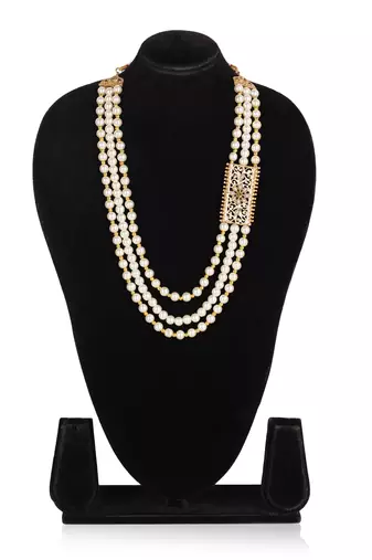   pearl beads dulha groom sherwani mala for   for wedding | layered mala | perfect for groom