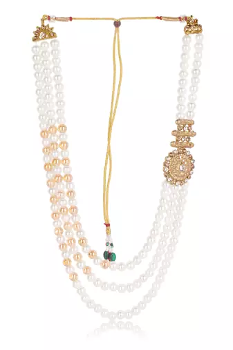   pearl beads dulha groom sherwani mala for   for wedding | layered mala | perfect for groom