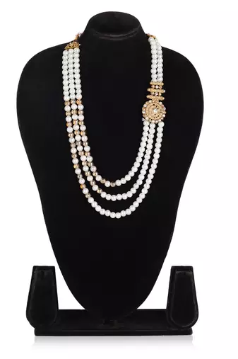   pearl beads dulha groom sherwani mala for   for wedding | layered mala | perfect for groom