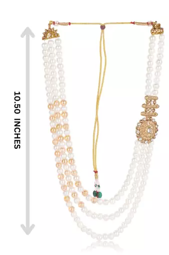   pearl beads dulha groom sherwani mala for   for wedding | layered mala | perfect for groom