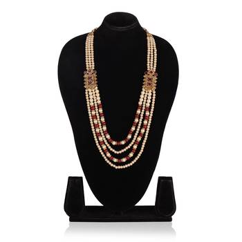   pearl beads dulha groom sherwani mala for   for wedding | layered mala | perfect for groom 3