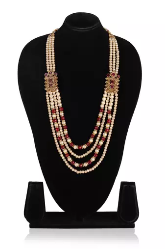   pearl beads dulha groom sherwani mala for   for wedding | layered mala | perfect for groom