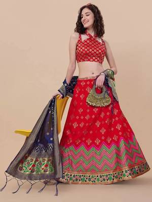 RED BROCADE FABRIC 1