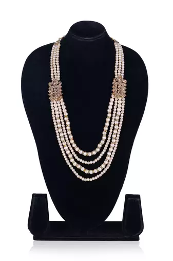   pearl beads dulha groom sherwani mala for   for wedding | layered mala | perfect for groom