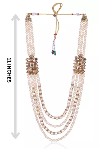   pearl beads dulha groom sherwani mala for   for wedding | layered mala | perfect for groom