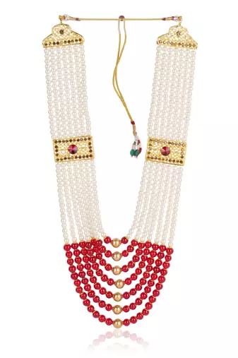   pearl beads dulha groom sherwani mala for   for wedding | layered mala | perfect for groom