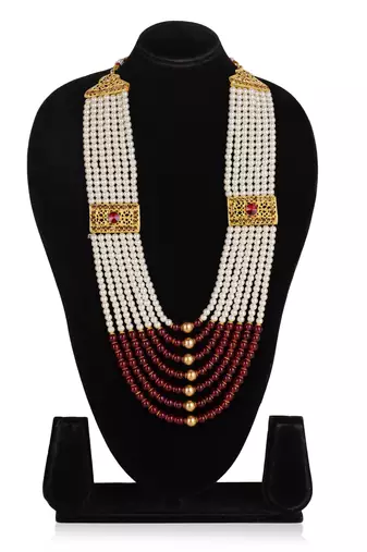   pearl beads dulha groom sherwani mala for   for wedding | layered mala | perfect for groom