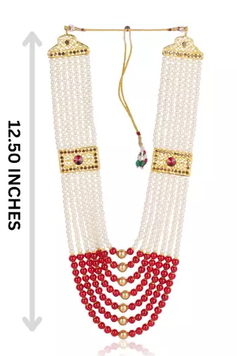   pearl beads dulha groom sherwani mala for   for wedding | layered mala | perfect for groom