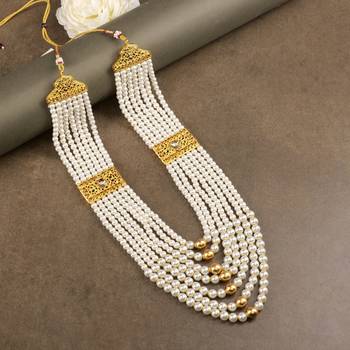   pearl beads dulha groom sherwani mala for   for wedding | layered mala | perfect for groom 1