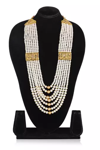   pearl beads dulha groom sherwani mala for   for wedding | layered mala | perfect for groom