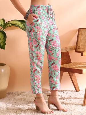 women turquoise blue poly rayon floral printed straight kurta trousers with dupatta 5