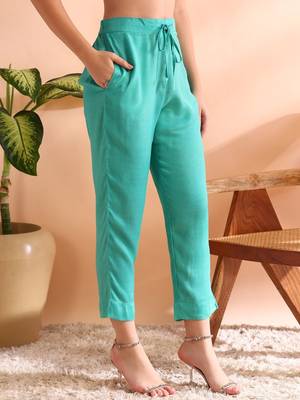 women sea green silk blend ethnic motifs woven design straight kurta trousers with dupatta 3