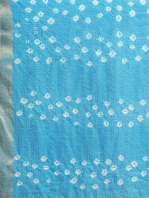 Hand Dyed Pink & Blue Bandhani Kota Silk Sustainable Saree 4