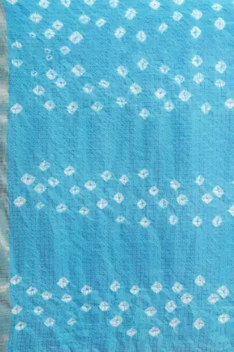 Hand Dyed Pink & Blue Bandhani Kota Silk Sustainable Saree