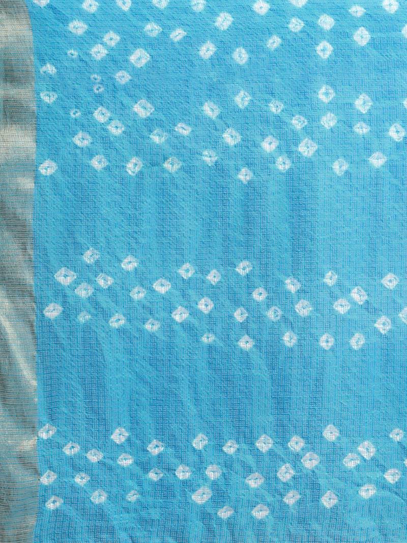 Hand Dyed Pink & Blue Bandhani Kota Silk Sustainable Saree