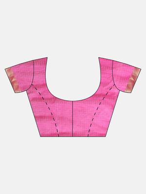 Hand Dyed Pink & Blue Bandhani Kota Silk Sustainable Saree 5
