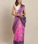 Hand Dyed Pink & Grey Bandhani Kota Silk Sustainable Saree