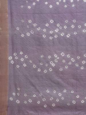 Hand Dyed Pink & Grey Bandhani Kota Silk Sustainable Saree 4