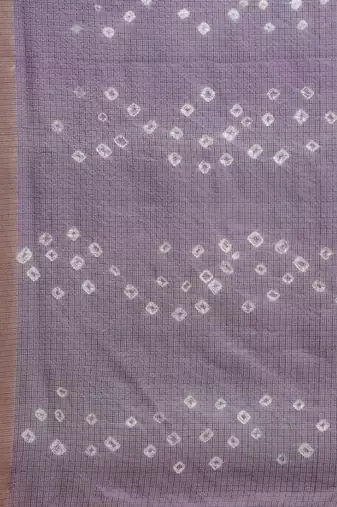 Hand Dyed Pink & Grey Bandhani Kota Silk Sustainable Saree