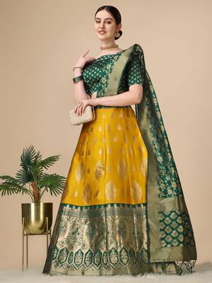 YELLOW BROCADE FABRIC 1