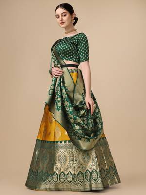 YELLOW BROCADE FABRIC 3