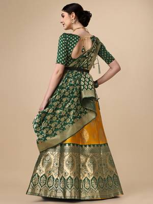 YELLOW BROCADE FABRIC 4
