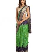 Hand Dyed Green & Blue Bandhani Silk Sustainable Saree
