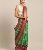 Hand Dyed Maroon & Orange Bandhani Silk Sustainable Saree