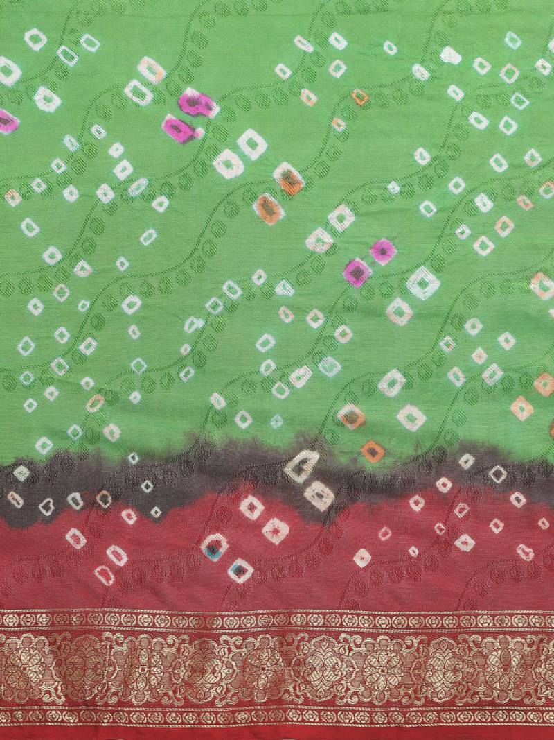 Hand Dyed Maroon & Orange Bandhani Silk Sustainable Saree