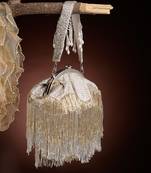 hue gold & silver embellished faux silk purse clutch