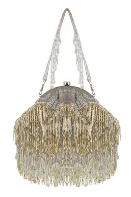 hue gold & silver embellished faux silk purse clutch 3