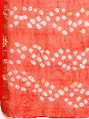 Hand Dyed Blue & Orange Bandhani Silk Sustainable Saree 4