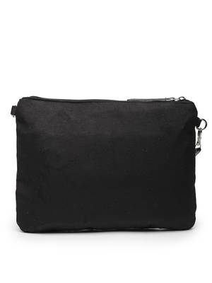 lush black & grey floral embroidered polysuede sling bag 4