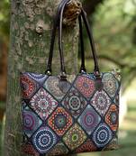 mandala multicolor printed cotton canvas tote bag