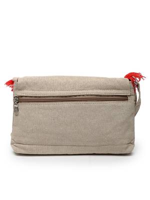 boho natural & multi floral embroidered cotton canvas sling bag 4