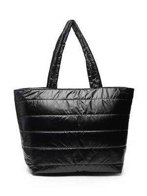 uno black striped quilted polyester tote bag 3
