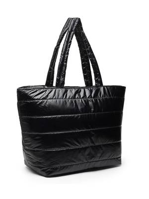 uno black striped quilted polyester tote bag 5