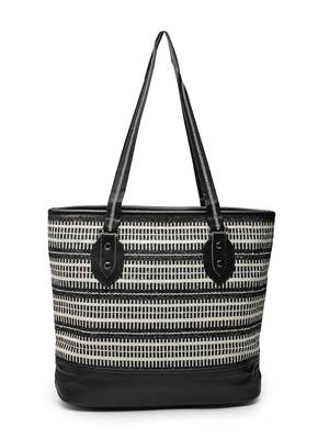 geomat black & white striped cotton jacquard tote bag 4