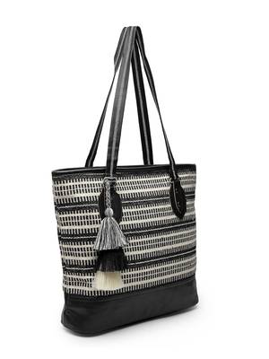 geomat black & white striped cotton jacquard tote bag 5