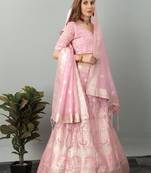 PINK  fluid faux silk lehenga choli with dupatta 