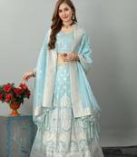 LIGHT BLUE fluid faux silk lehenga choli with dupatta 