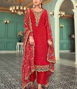Red Georgette Embroidery Punjabi Salwar Suit